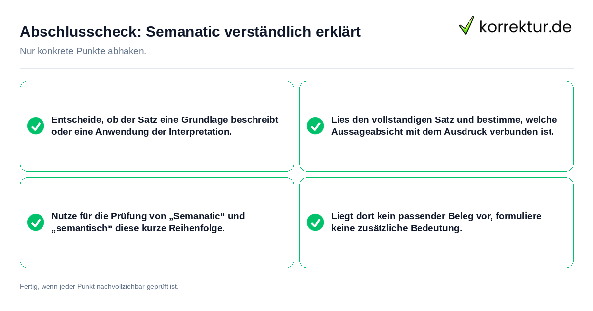 Konkreter Abschlusscheck zu Semanatic verständlich erklärt