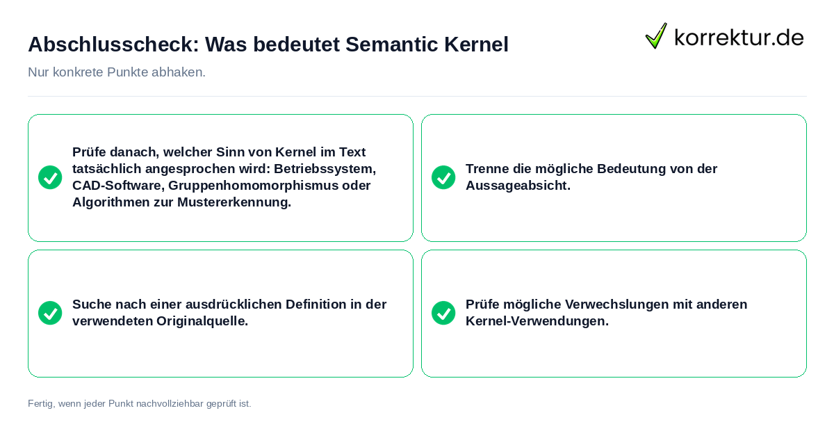 Konkreter Abschlusscheck zu Was bedeutet Semantic Kernel