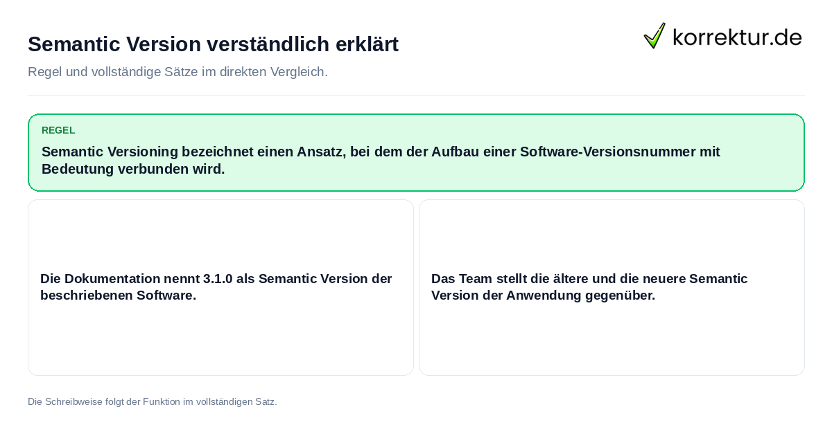Konkrete Regel und vollständige Beispielsätze zu Semantic Version verständlich erklärt