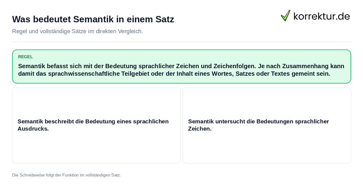 Konkrete Regel und vollständige Beispielsätze zu Was bedeutet Semantik in einem Satz