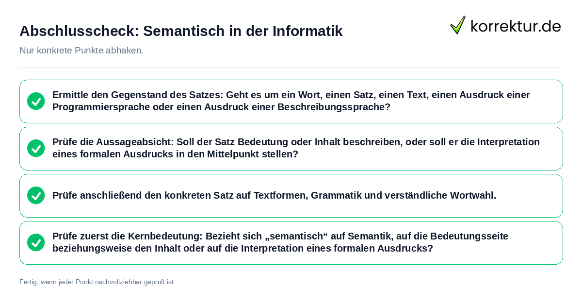 Konkreter Abschlusscheck zu Semantisch in der Informatik