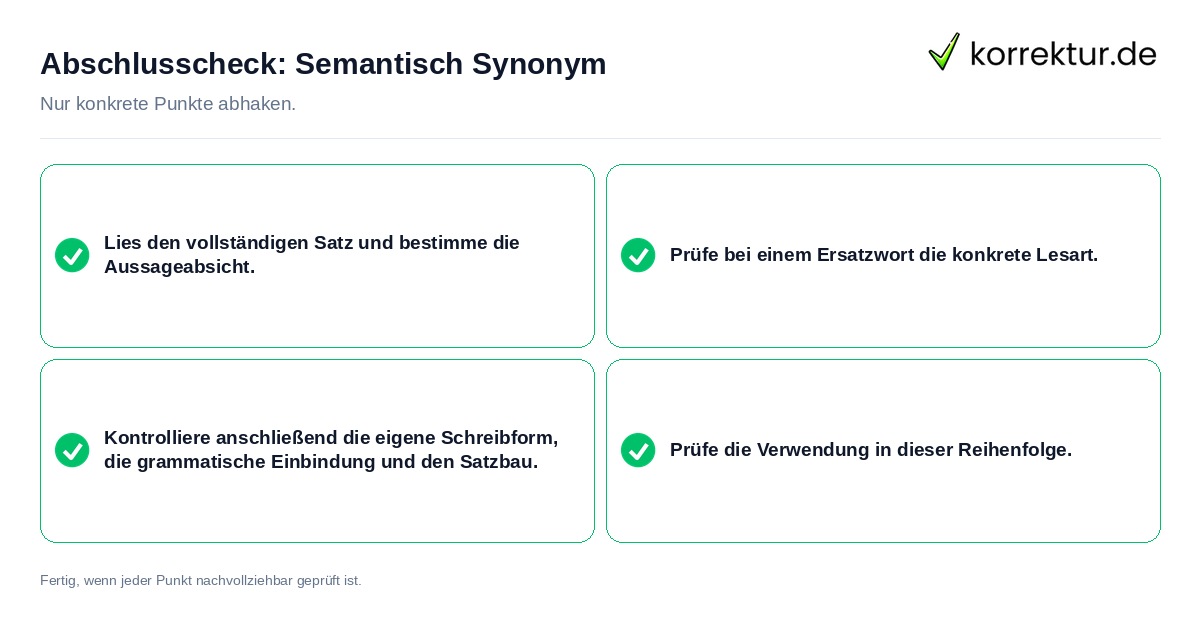 Konkreter Abschlusscheck zu Semantisch Synonym