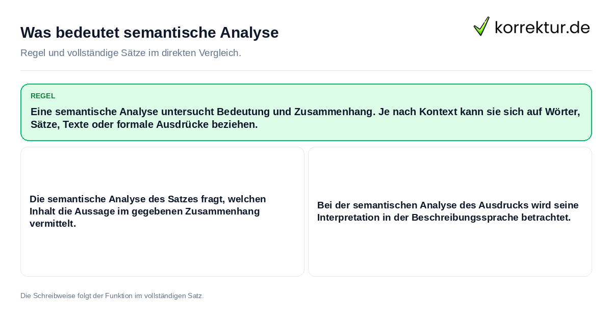 Konkrete Regel und vollständige Beispielsätze zu Was bedeutet semantische Analyse