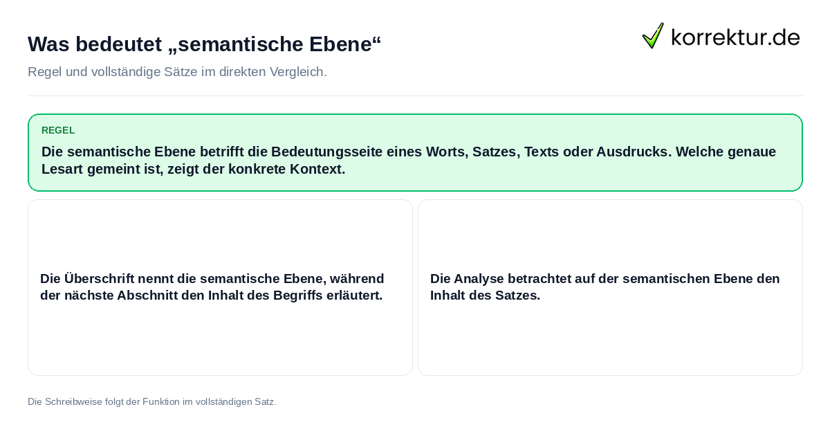 Konkrete Regel und vollständige Beispielsätze zu Was bedeutet „semantische Ebene“