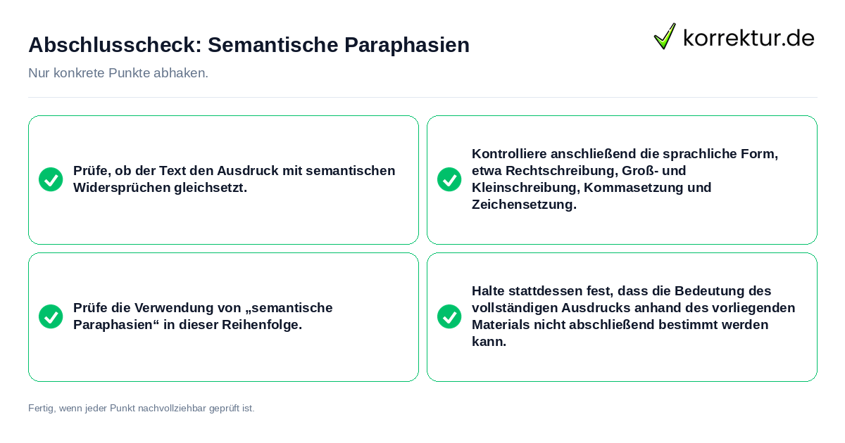 Konkreter Abschlusscheck zu Semantische Paraphasien