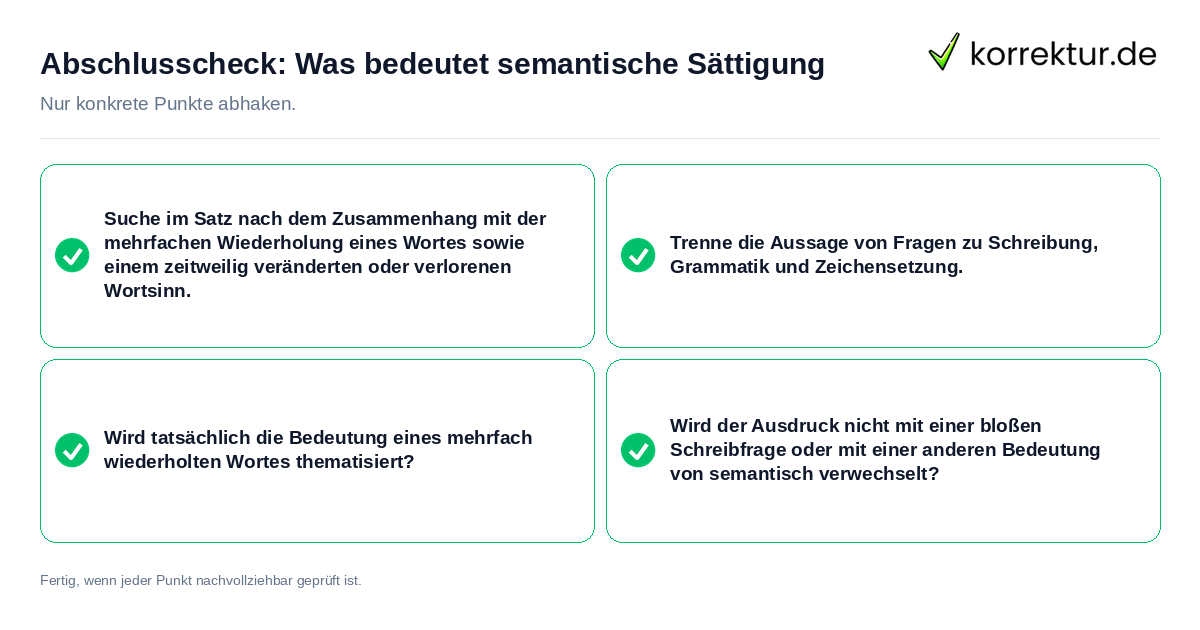 Konkreter Abschlusscheck zu Was bedeutet semantische Sättigung
