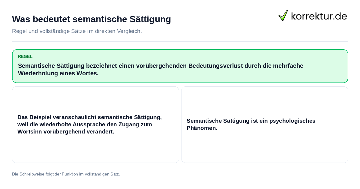 Konkrete Regel und vollständige Beispielsätze zu Was bedeutet semantische Sättigung