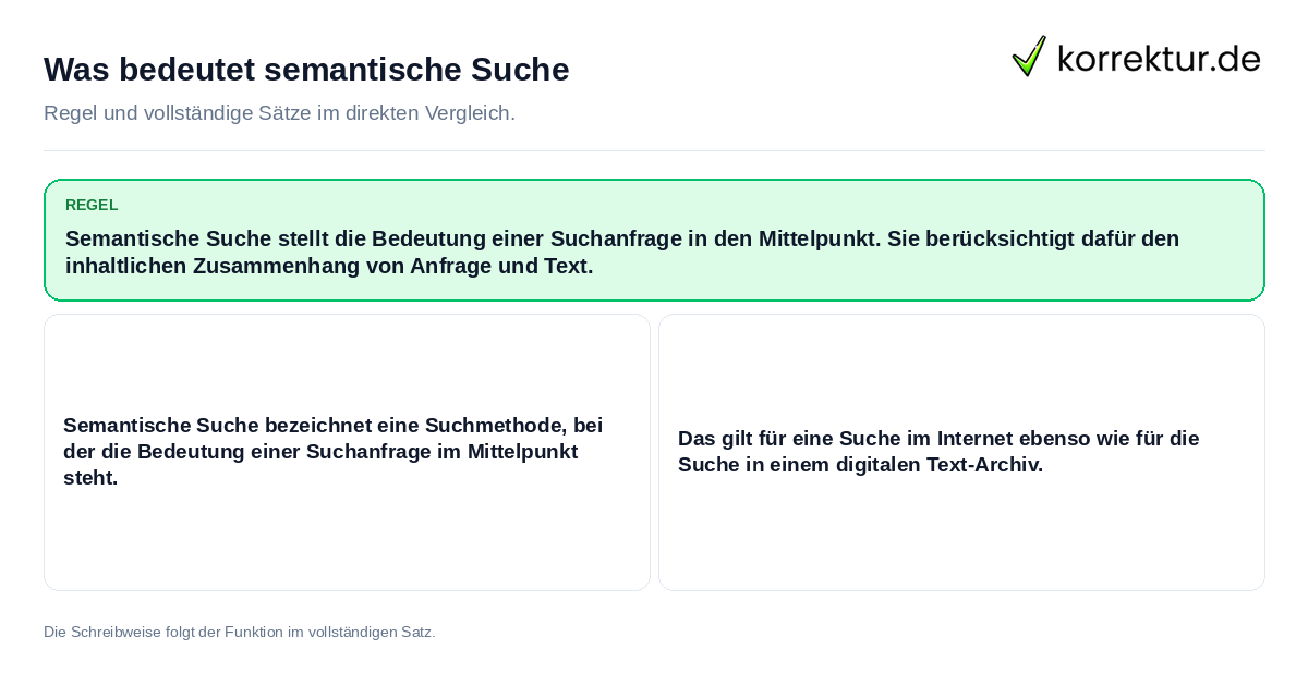 Konkrete Regel und vollständige Beispielsätze zu Was bedeutet semantische Suche