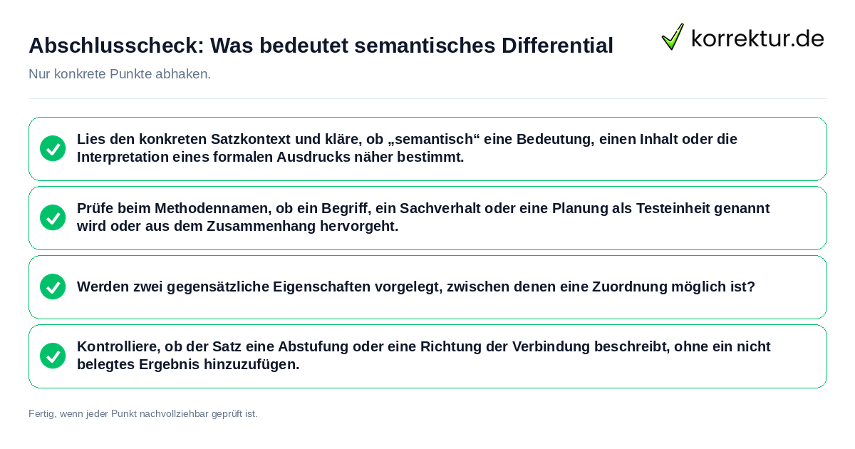 Konkreter Abschlusscheck zu Was bedeutet semantisches Differential