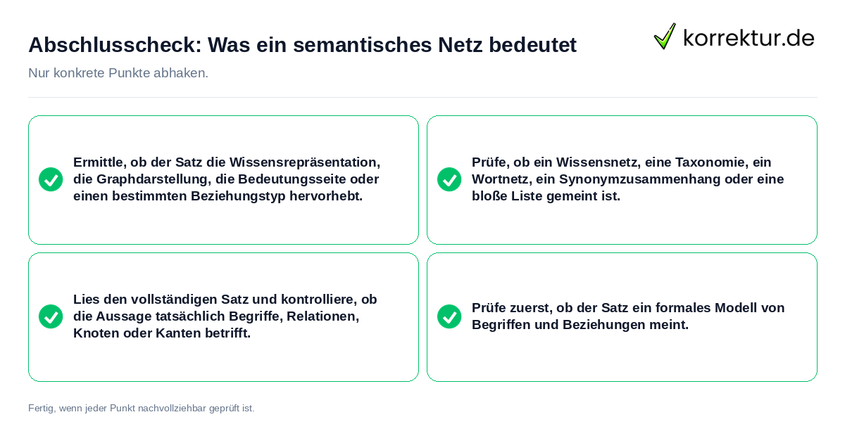 Konkreter Abschlusscheck zu Was ein semantisches Netz bedeutet