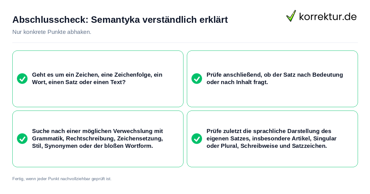 Konkreter Abschlusscheck zu Semantyka verständlich erklärt