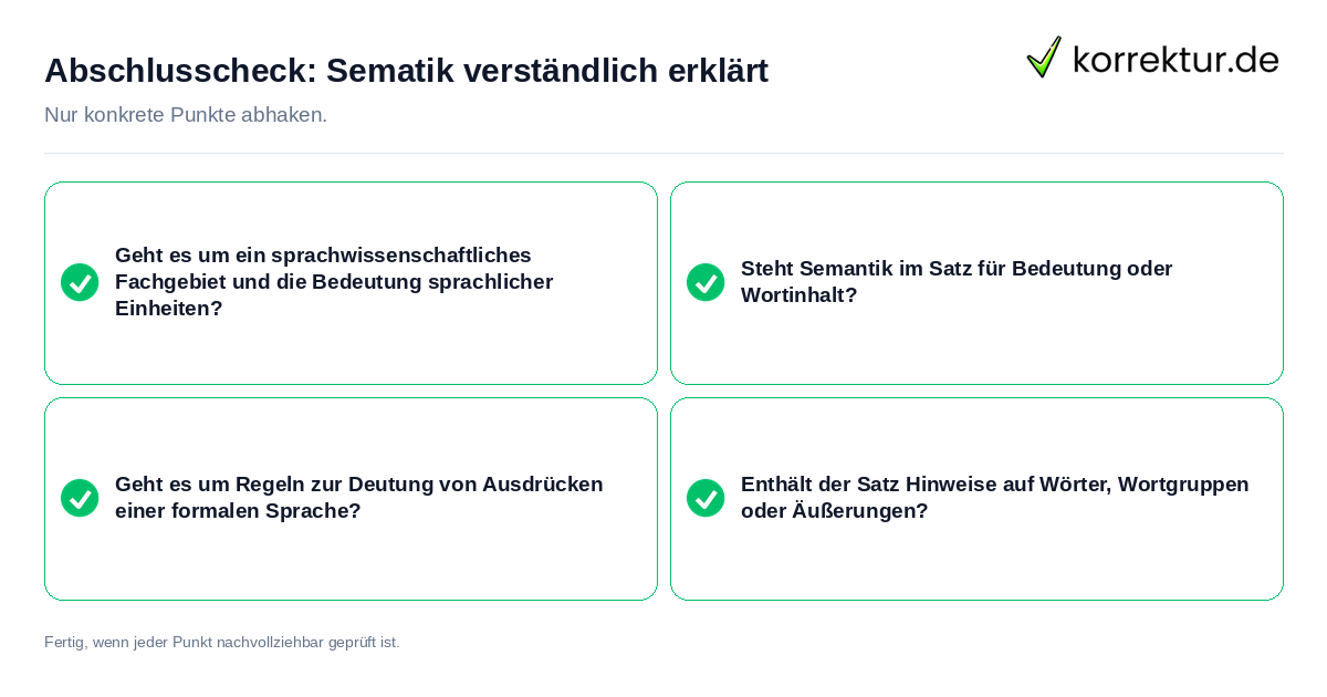 Konkreter Abschlusscheck zu Sematik verständlich erklärt