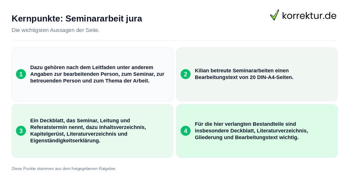 Kernpunkte: Seminararbeit jura Konkrete Kernpunkte zu Seminararbeit jura