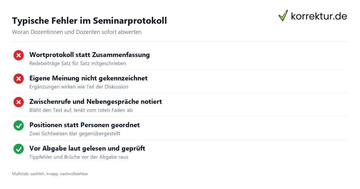 Seminarprotokoll Qualitätscheck: typische Fehler vermeiden