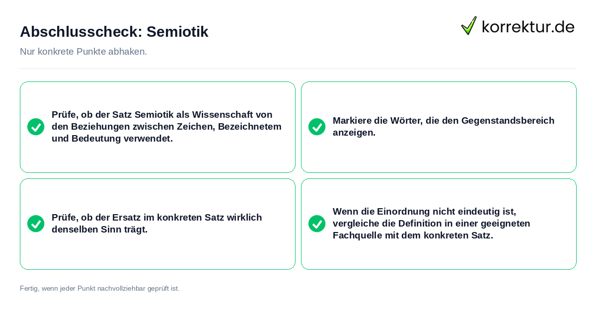 Konkreter Abschlusscheck zu Semiotik