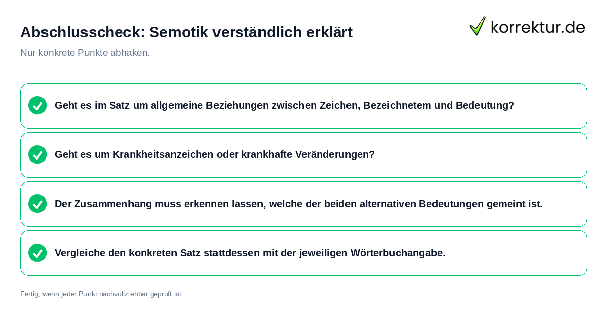 Konkreter Abschlusscheck zu Semotik verständlich erklärt