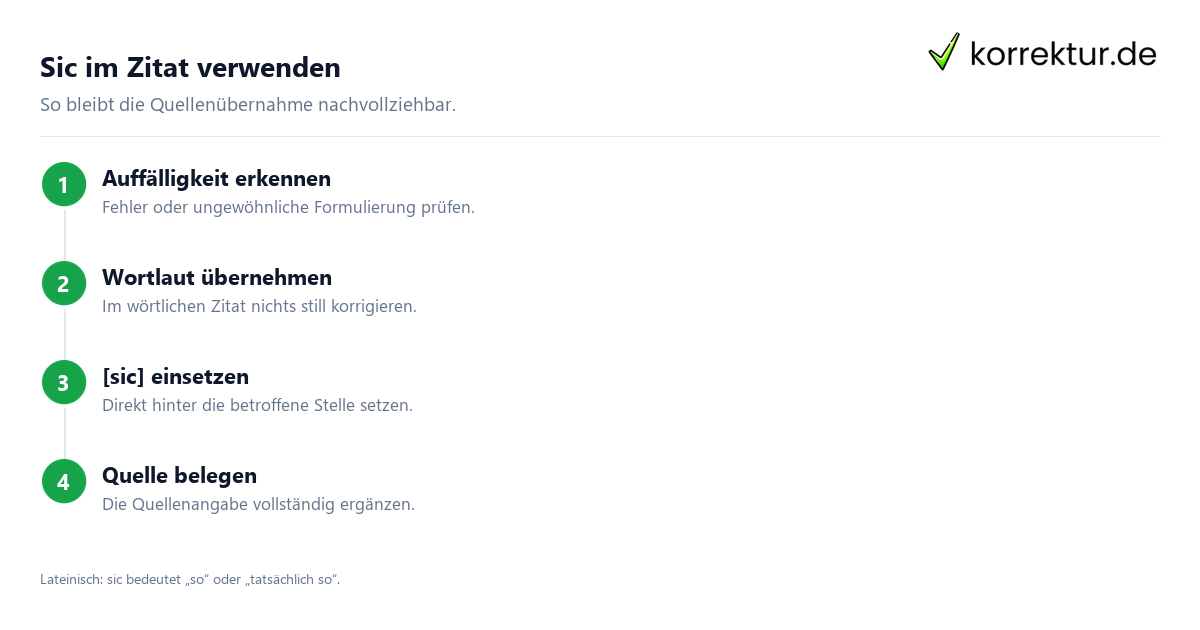 Sic im Zitat verwenden Sic Bedeutung: Herkunft und Verwendung beim Zitieren