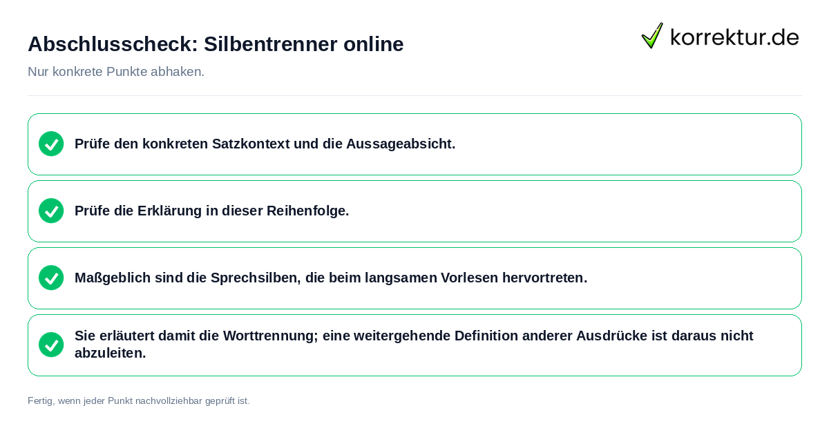 Konkreter Abschlusscheck zu Silbentrenner online