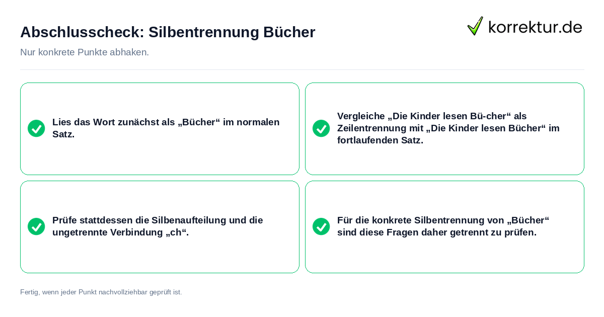 Abschlusscheck: Silbentrennung Bücher Konkreter Abschlusscheck zu Silbentrennung Bücher