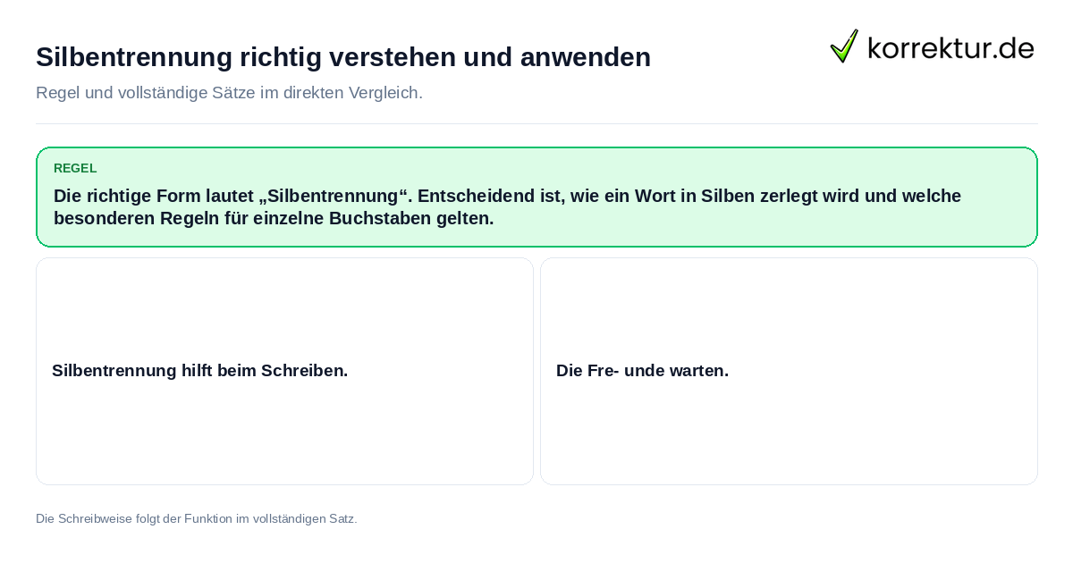 Konkrete Regel und vollständige Beispielsätze zu Silbentrennung richtig verstehen und anwenden