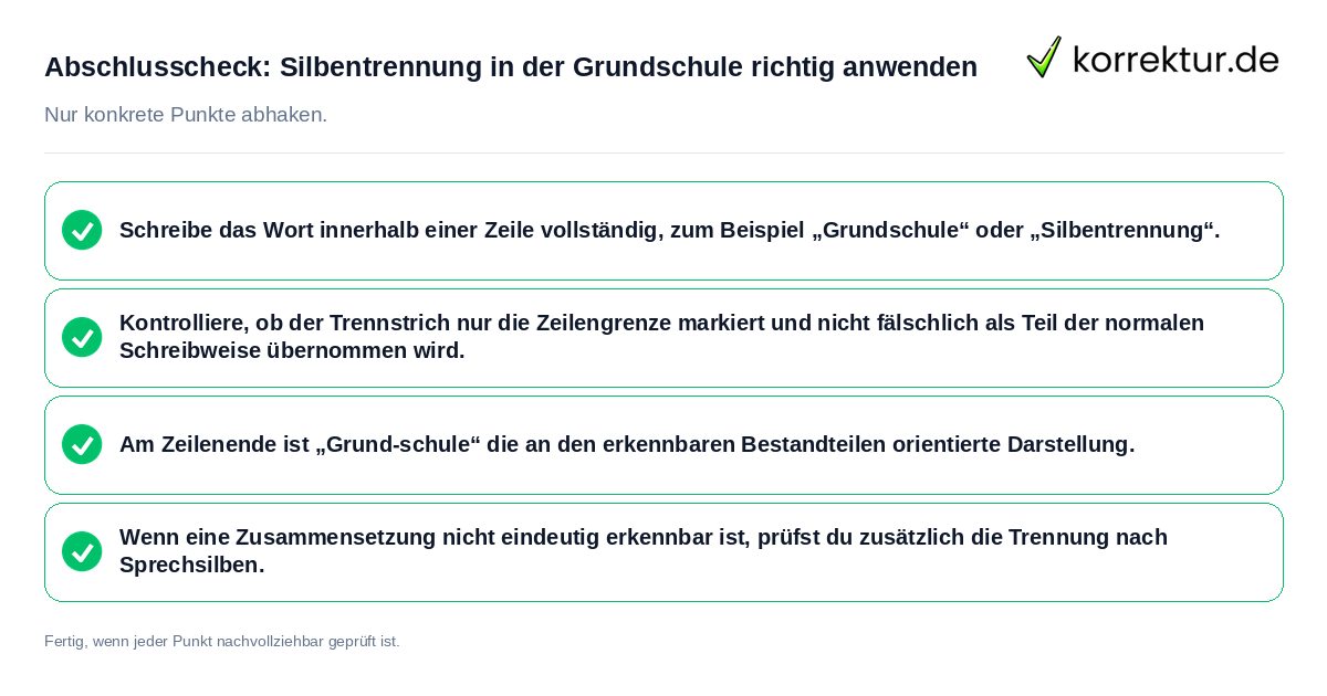Abschlusscheck: Silbentrennung in der Grundschule richtig anwenden Konkreter Abschlusscheck zu Silbentrennung in der Grundschule richtig anwenden