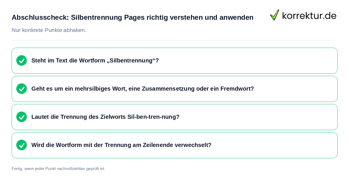 Konkreter Abschlusscheck zu Silbentrennung Pages richtig verstehen und anwenden