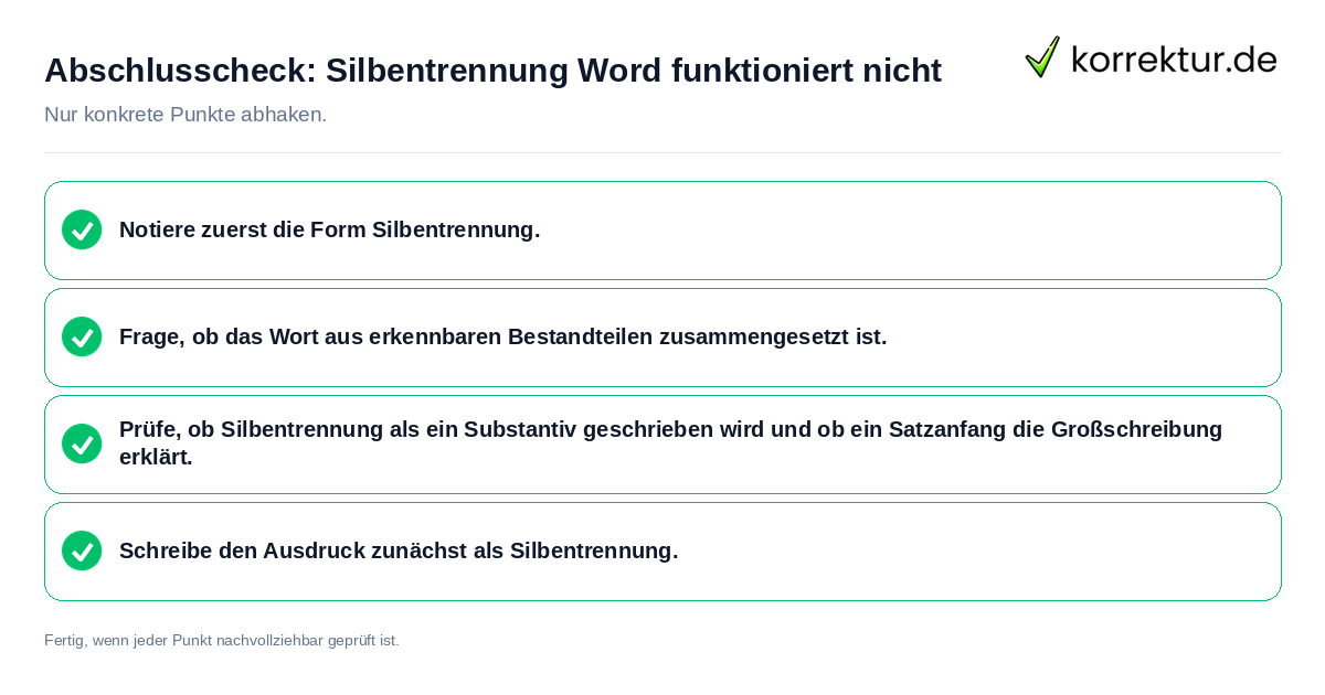 Abschlusscheck: Silbentrennung Word funktioniert nicht Konkreter Abschlusscheck zu Silbentrennung Word funktioniert nicht