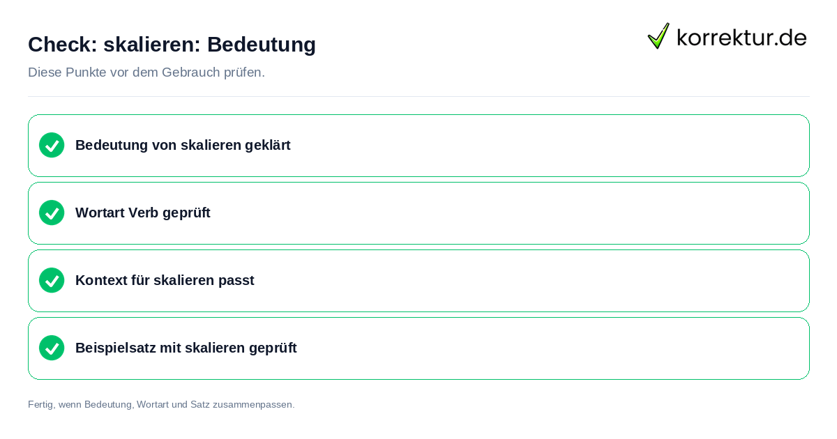 skalieren: Bedeutung: Prüfliste mit vier Punkten