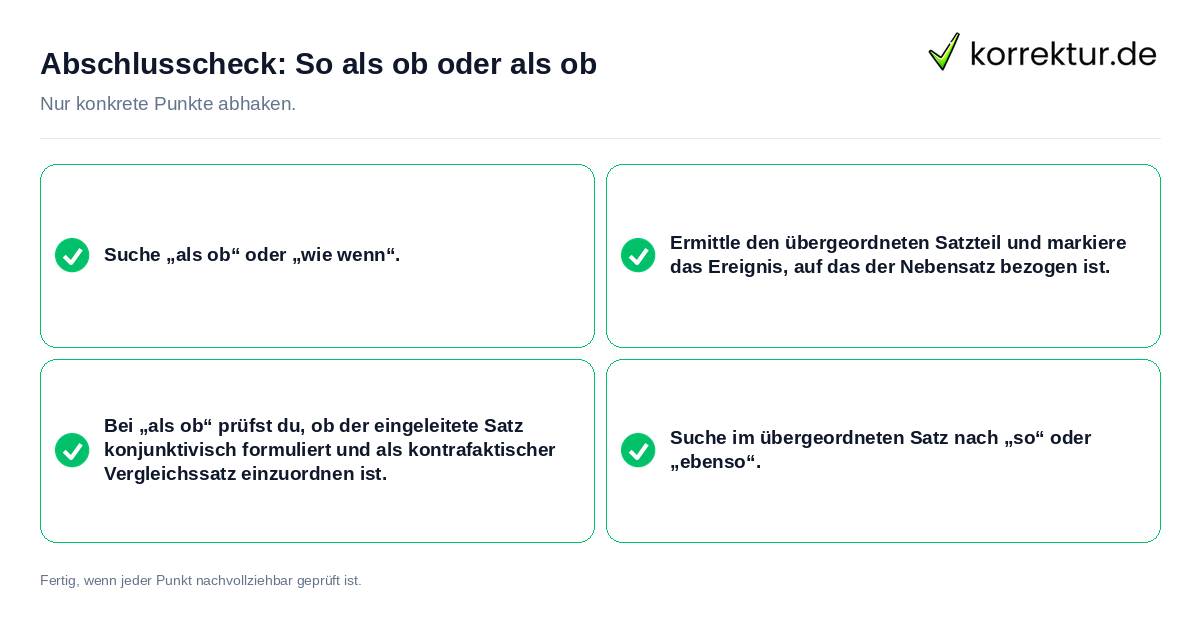 Konkreter Abschlusscheck zu So als ob oder als ob
