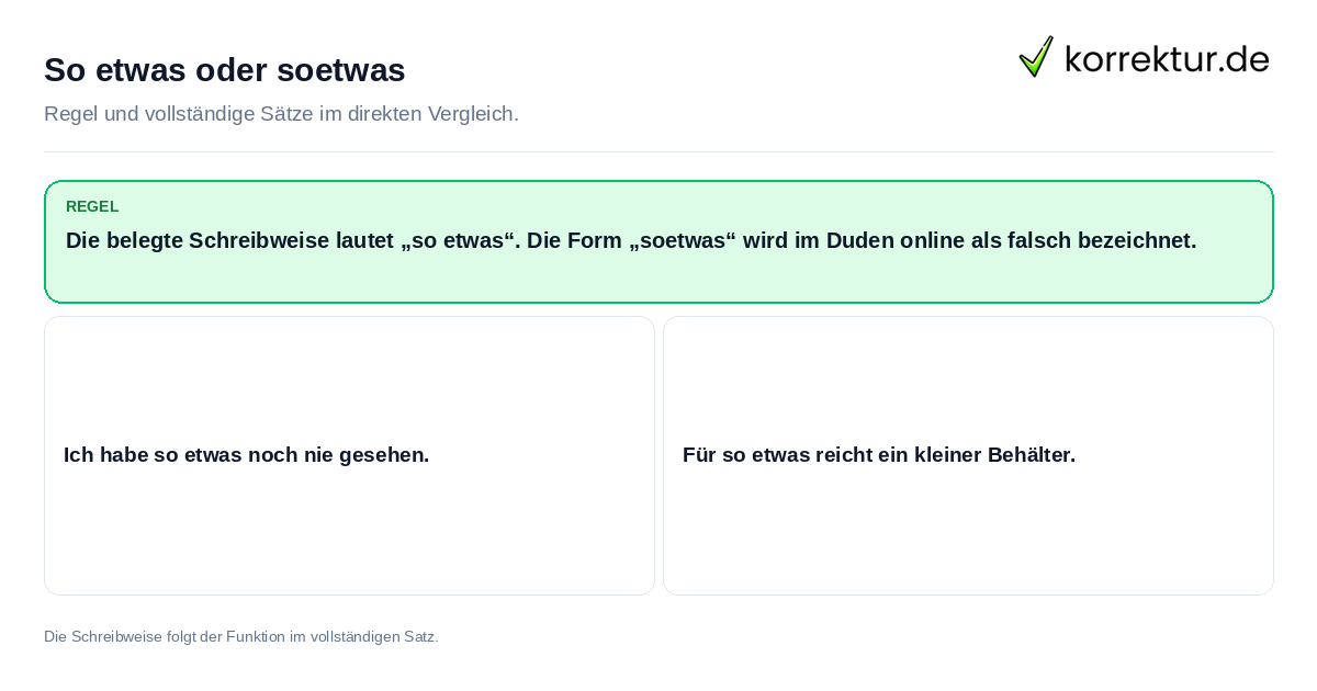 Konkrete Regel und vollständige Beispielsätze zu So etwas oder soetwas