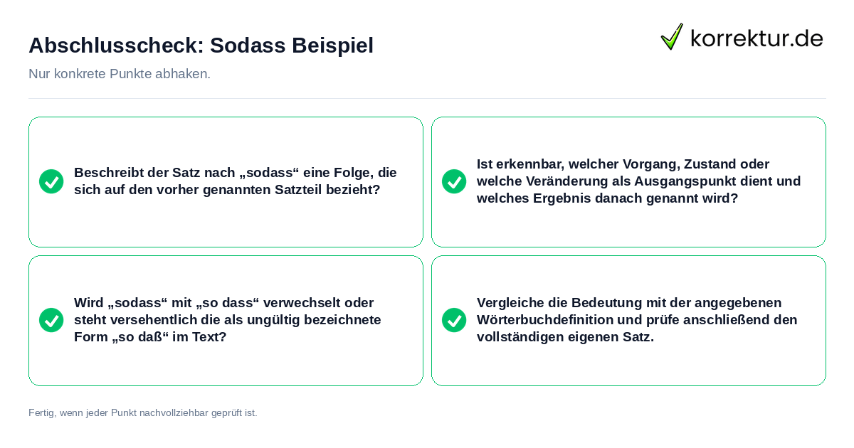 Konkreter Abschlusscheck zu Sodass Beispiel