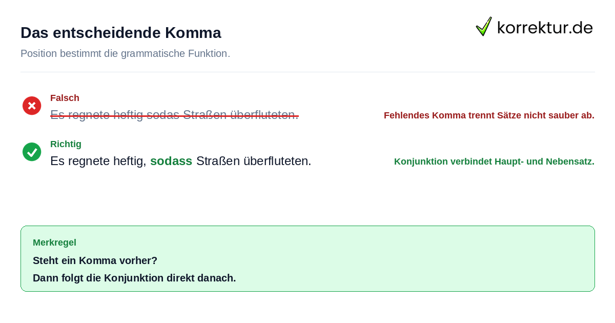 Das entscheidende Komma Rotstiftrichtung für korrektes Setzen von Kommas