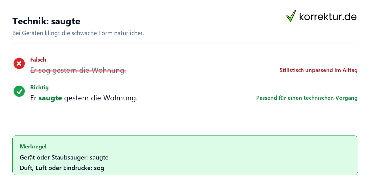 sog oder saugte