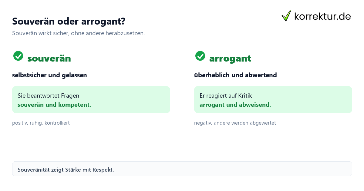 souverän Bedeutung: souverän und arrogant vergleichen