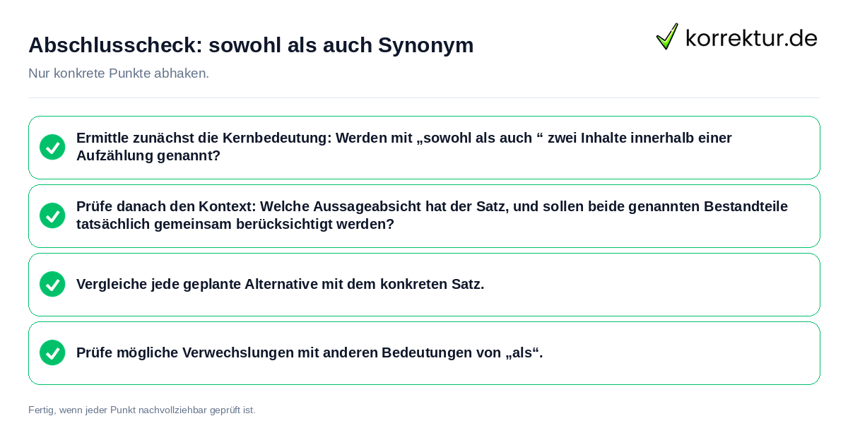 Konkreter Abschlusscheck zu sowohl als auch Synonym