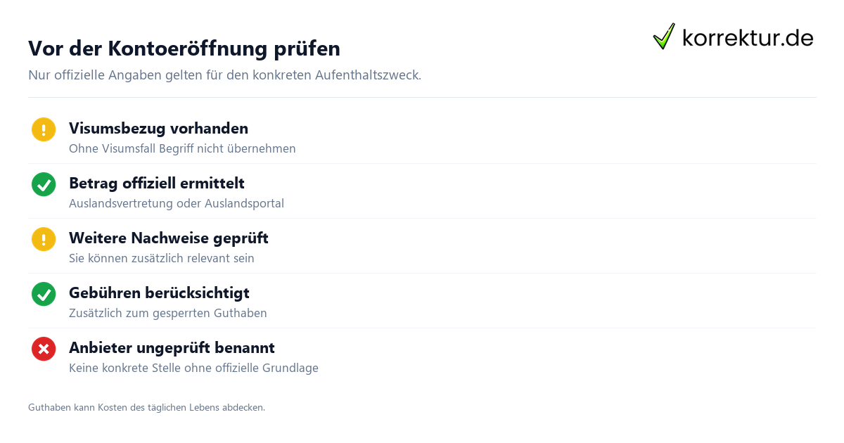 Vor der Kontoeröffnung prüfen Sperrkonto für Studierende verständlich erklärt: wichtige Prüfungen