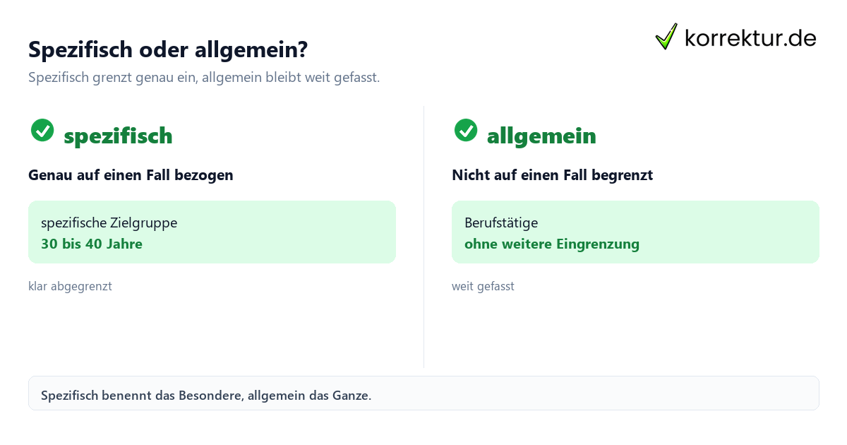 Spezifisch Bedeutung: Unterschied zwischen spezifisch und allgemein