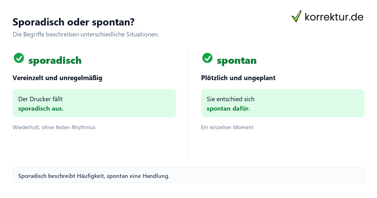 Sporadisch oder spontan? sporadisch Bedeutung im Vergleich zu spontan