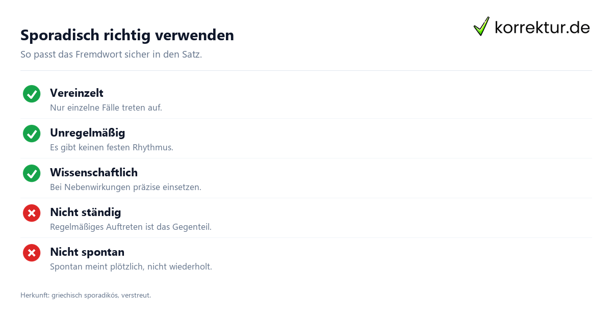 Sporadisch richtig verwenden sporadisch Bedeutung richtig verwenden