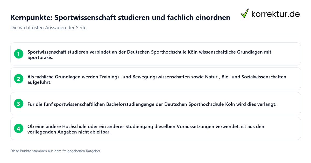 Kernpunkte: Sportwissenschaft studieren und fachlich einordnen Konkrete Kernpunkte zu Sportwissenschaft studieren und fachlich einordnen