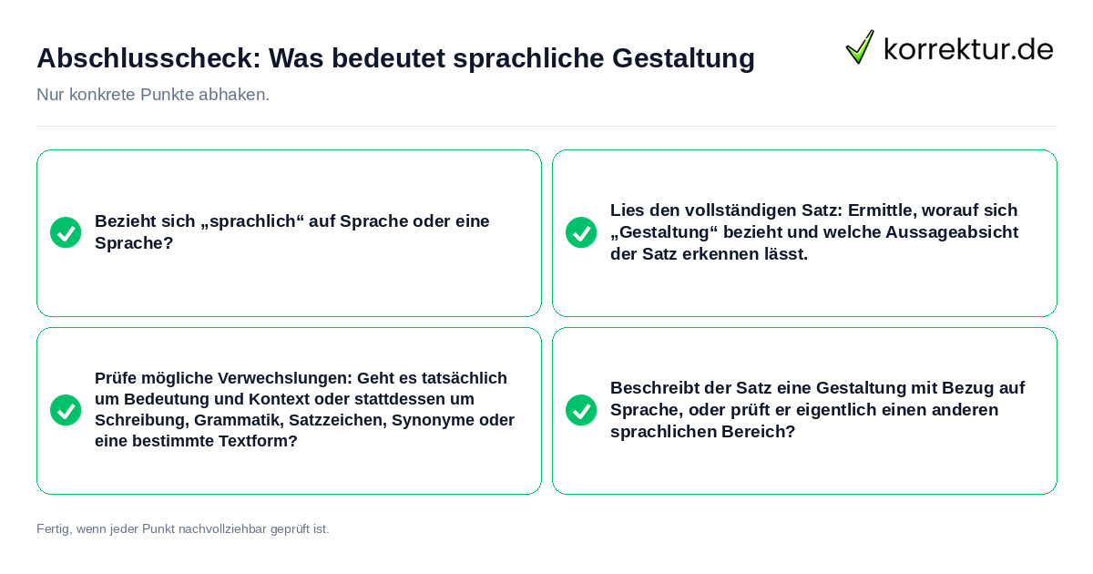 Konkreter Abschlusscheck zu Was bedeutet sprachliche Gestaltung