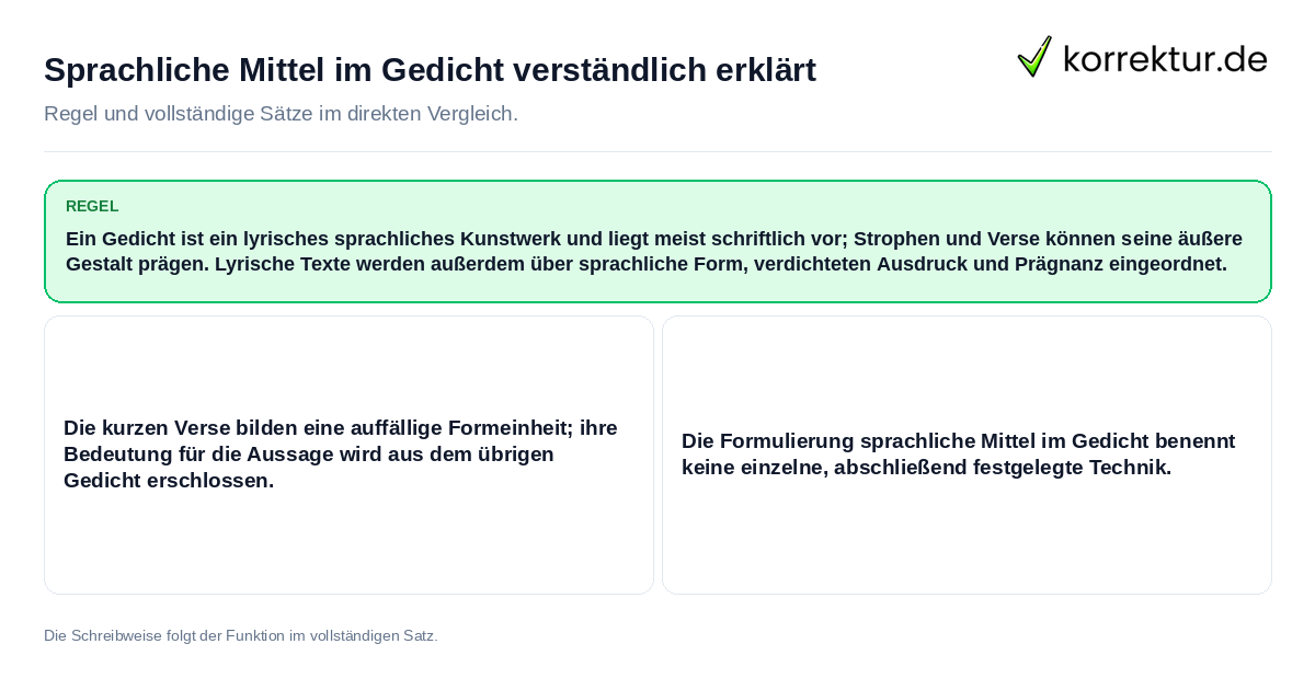 Sprachliche Mittel im Gedicht verständlich erklärt Konkrete Regel und vollständige Beispielsätze zu Sprachliche Mittel im Gedicht verständlich erklärt