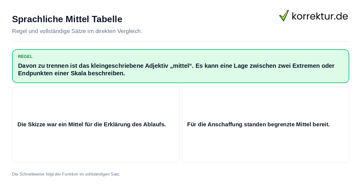 Sprachliche Mittel Tabelle Konkrete Regel und vollständige Beispielsätze zu Sprachliche Mittel Tabelle