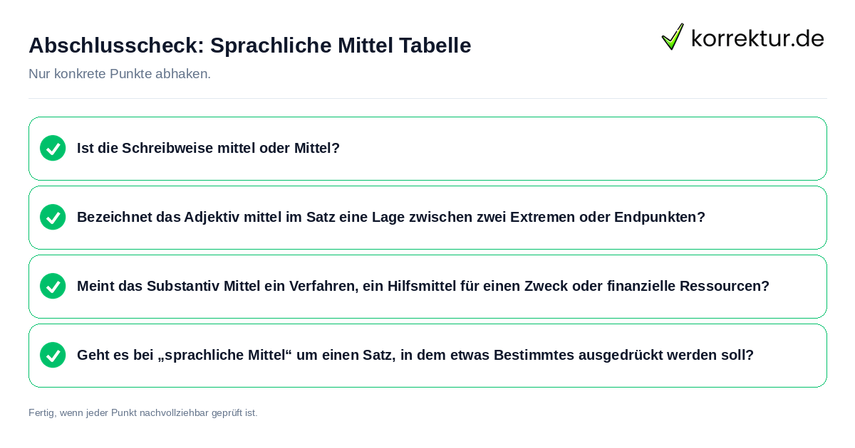 Abschlusscheck: Sprachliche Mittel Tabelle Konkreter Abschlusscheck zu Sprachliche Mittel Tabelle