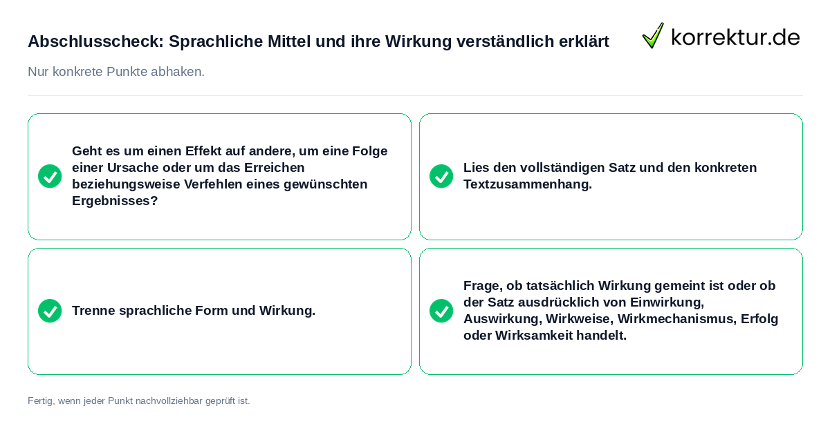Konkreter Abschlusscheck zu Sprachliche Mittel und ihre Wirkung verständlich erklärt