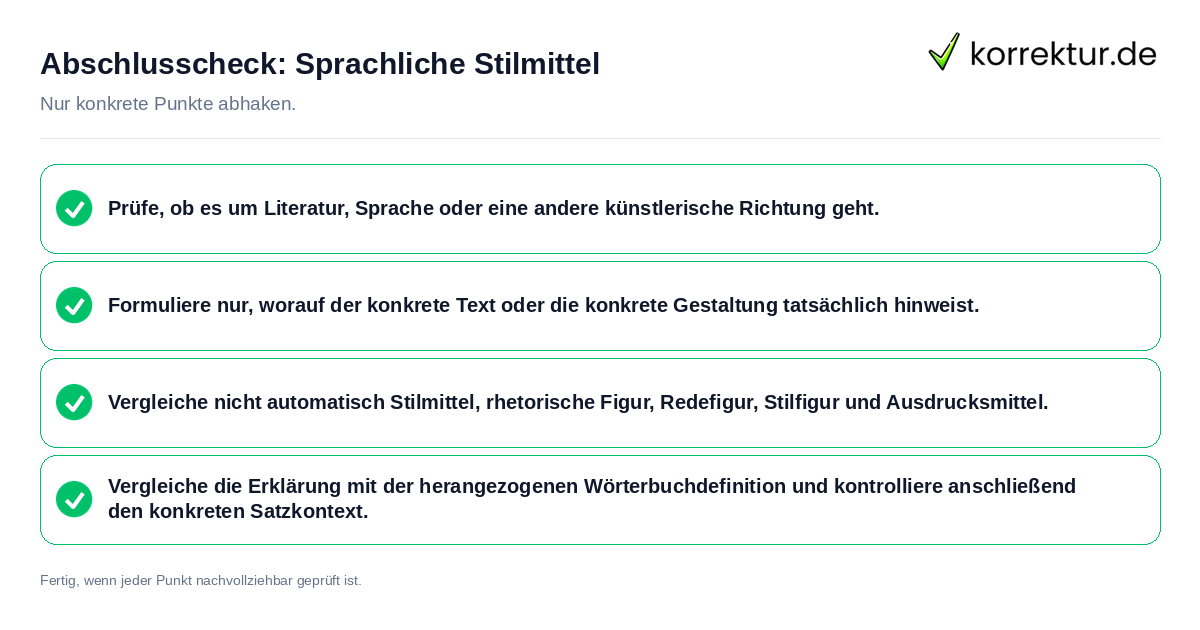 Konkreter Abschlusscheck zu Sprachliche Stilmittel
