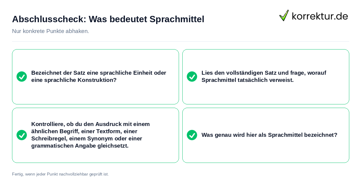 Konkreter Abschlusscheck zu Was bedeutet Sprachmittel
