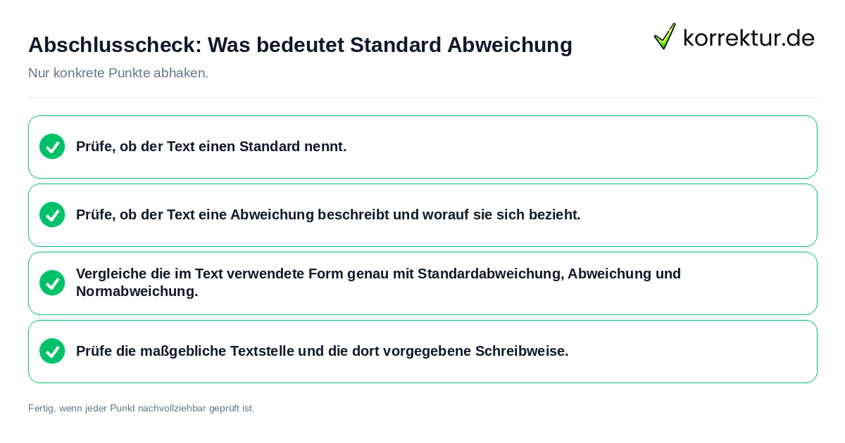 Konkreter Abschlusscheck zu Was bedeutet Standard Abweichung