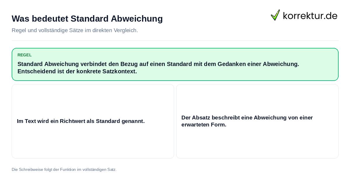 Konkrete Regel und vollständige Beispielsätze zu Was bedeutet Standard Abweichung