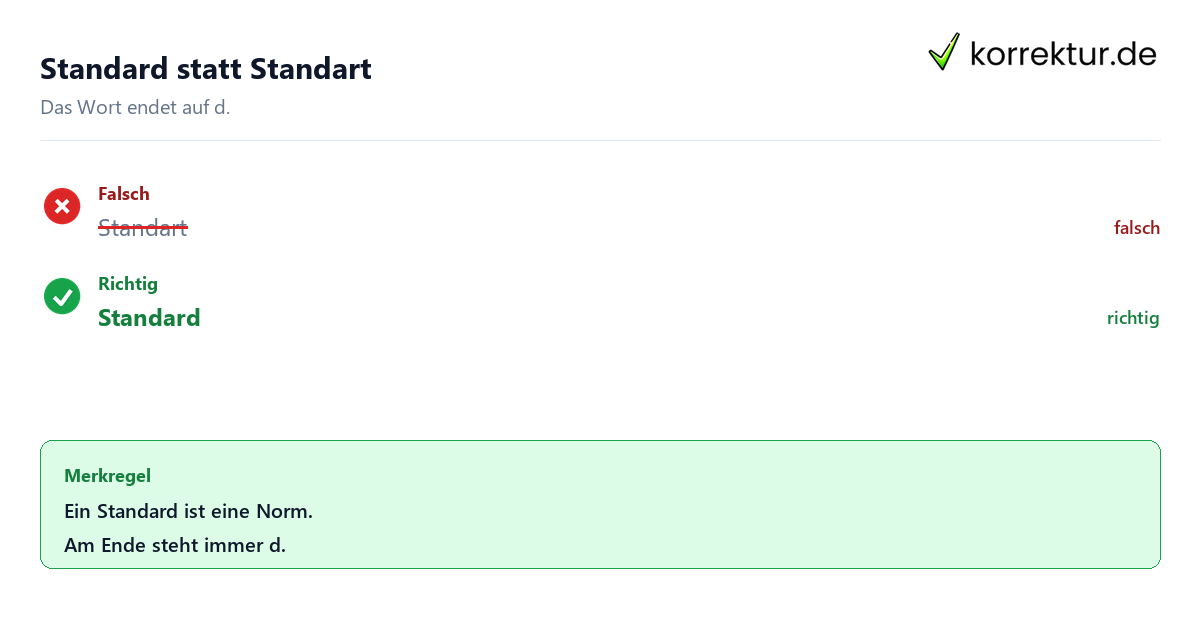 Standard statt Standart Standard oder Standart: richtige Schreibweise